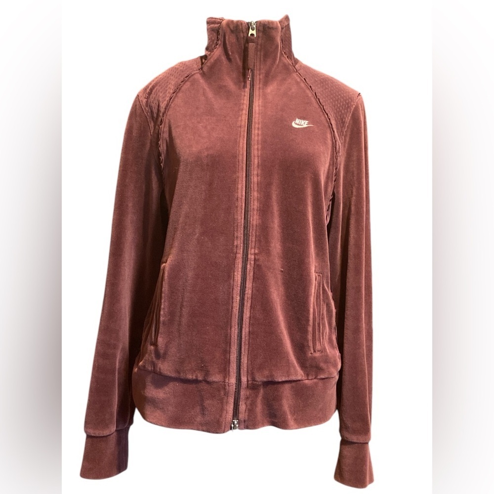 Nike purple Velour Jacket with Stand-Up Collar and Long Sleeves​